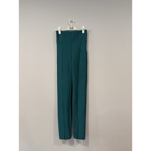 Zara Womens Studio Split Leg Cigarette Pants Metallic Green Size S 2328 - Picture 2 of 8